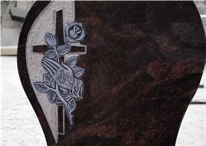 Aurora Polished Flower Carving Tombstone & Tombstone