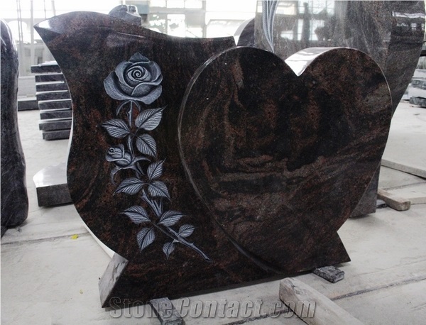 Aurora Polished Rose Carving Tombstone & Monument