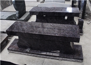 Bahama Blue Granite American Style Monument Cemetery Bench