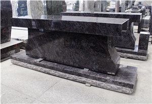 Bahama Blue Granite American Style Monument Cemetery Bench