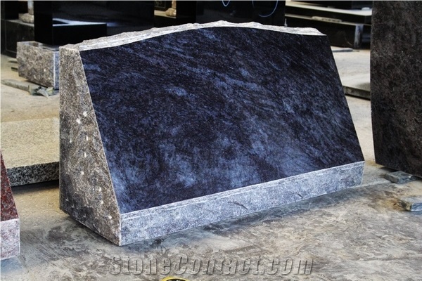 Bahama Blue Granite Polished Slant Marker Tombstone