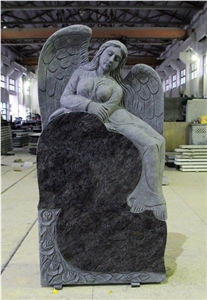 Bahama Blue Polished Angel with Heart Monument & Tombstone