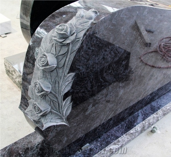 Bahama Blue Polished Custom Carved Tombstone & Monument