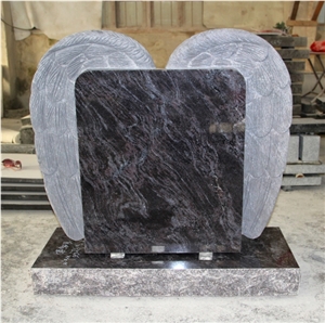 Bahama Blue Polished Wings Carving Tombstone & Monument