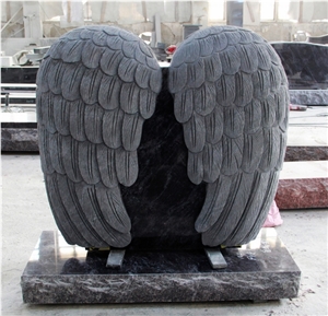 Bahama Blue Polished Wings Carving Tombstone & Monument
