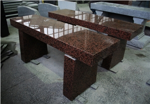 Bamoral Red Granite Cemetery Bench Monument & Tombstone