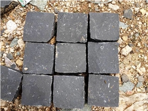 Black Basalt Natural Split Cube Paving Stone