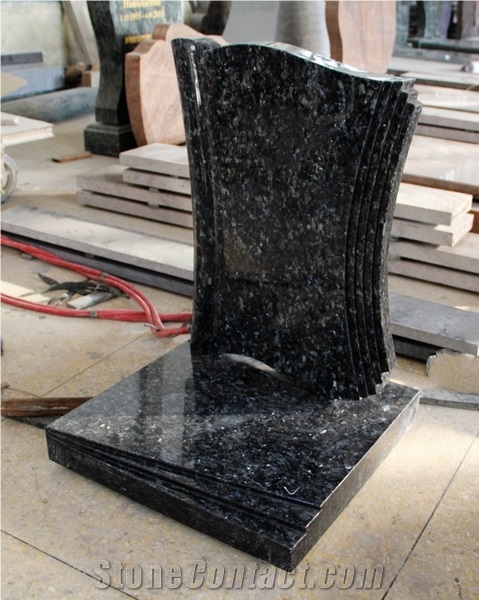 Blue Pearl Granite Polished European Style Tombstone & Monument