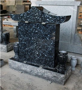Blue Pearl Polished Chinese Style Tombstone & Monument