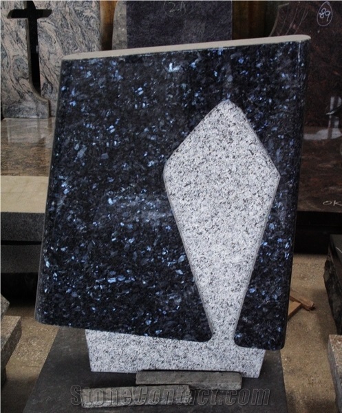 Blue Pearl Polished European Tombstone & Monument