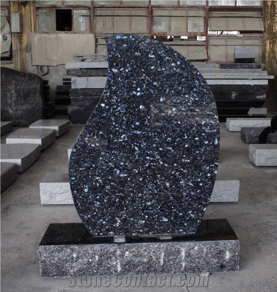 Blue Pearl Polished Teardrop Tombstone & Monument
