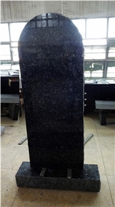 Blue Pearl Polished Upright Round Top Tombstone & Monument
