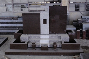 Brown and Pink Granite Polished European Style Tombstone & Monument