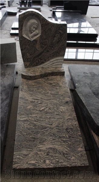 China Juparana Granite Polished European Style Tombstone & Monument