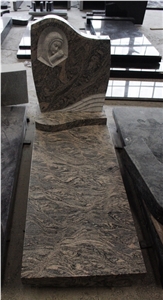 China Juparana Granite Polished European Style Tombstone & Monument