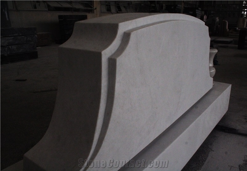China White Marble Steeled Sanded Upright Monument & Tombstone