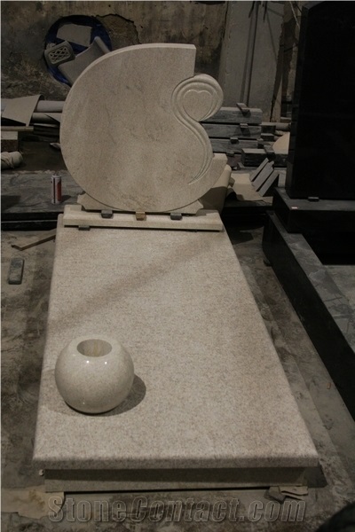 Crystal White Granite Polished European Tombstone & Monument