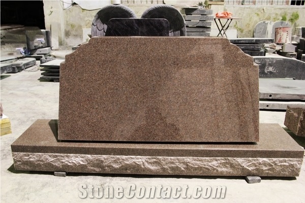 Imperial Rose Granite Polished Cemetery Slant Marker Tombstone