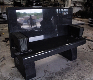 Indian Black Granite American Style Bench Monument & Tombstone