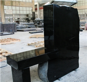 Indian Black Granite American Style Bench Tombstone