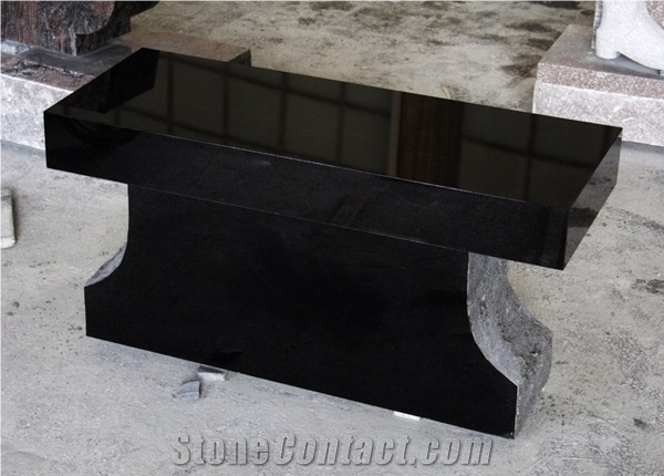 Indian Black Granite Monument & Tombstone American Benches