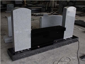 Indian Black & Light Gray G633 Granite Cemetery Monument Bench