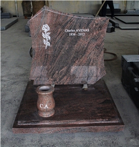 Indian Juparana Granite Polished European Style Tombstone & Monument