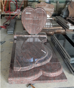 Indian Juparana Heart Design Polished European Tombstone & Monument