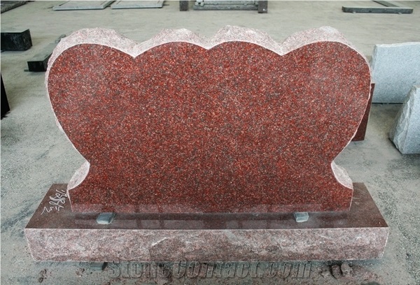 Indian Red American Upright Double Heart Monument & Tombstone