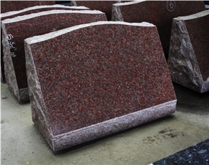 Indian Red Granite Polished Cemetery Slant Marker Tombstone