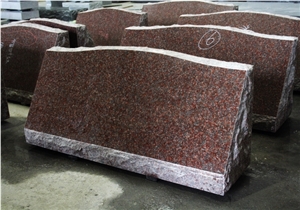 Indian Red Granite Polished Cemetery Slant Marker Tombstone