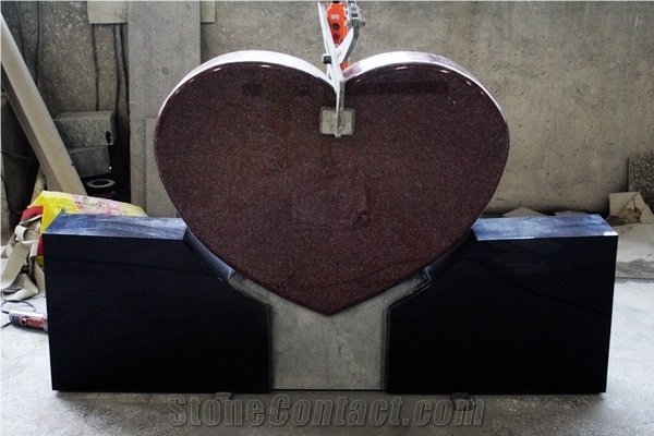 Indian Red Polished Heart Monument & Tombstone