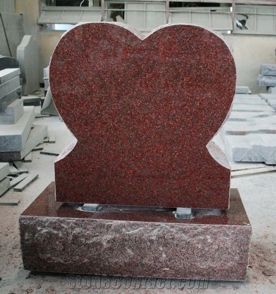 Indian Red Polished Heart Tombstone Monument from China - StoneContact.com