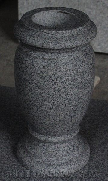 Light Gray G633 Honed Round Cemetery Vase