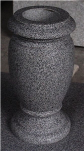 Light Gray G633 Honed Round Cemetery Vase