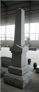 Light Gray G633 Obelisk Steeled Sanded Finished Monument & Tombstone