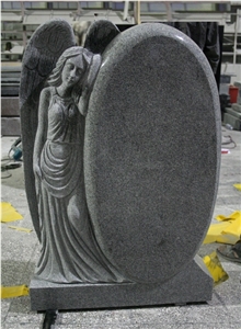 Light Gray G633 Polished Angel Tombstone & Monument