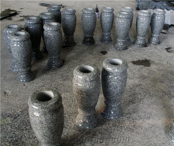 Light Gray G633 Polished Round Monumental Vases