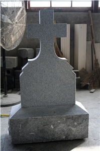 Light Gray G633 Steeled Cross Tombstone & Monument