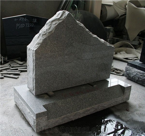 Light Gray Polished Mountain Top Tombstone & Monument