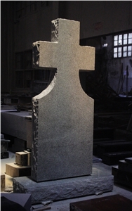 Light Gray Polished Upright Cross Monument & Tombstone
