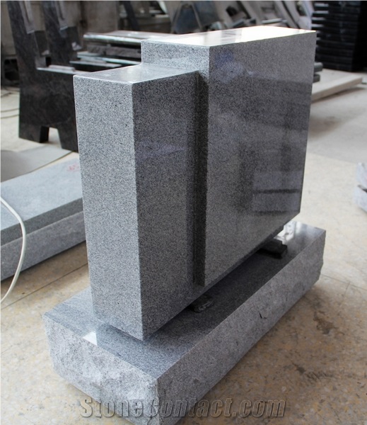 Light Gray Polished Upright Flat Tombstone & Monument