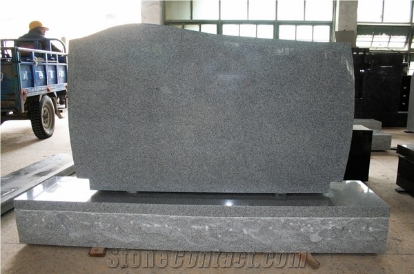 Light Gray Polished Upright Tombstone & Monument