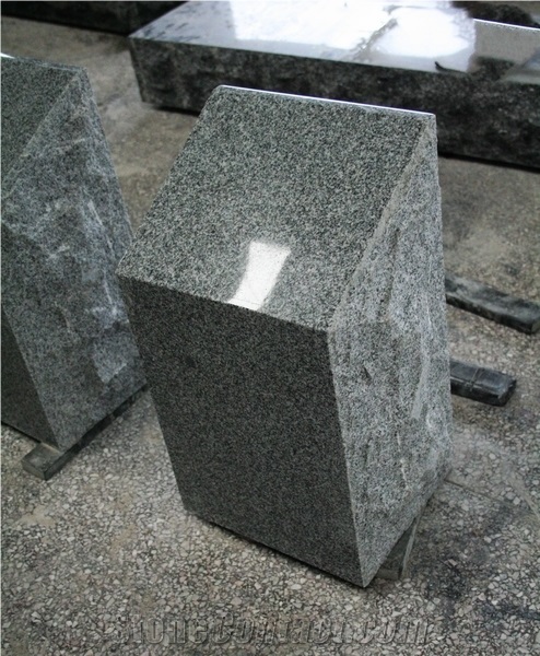 Light Grey G633 Polished Square Cemetery Slant Marker Tombstone