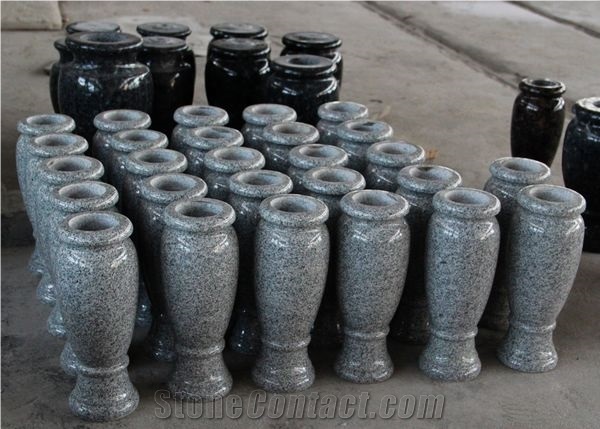 Light Grey G633 Polished Turned Monumental Vases