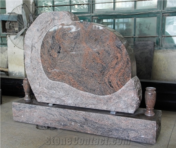 Multicolor Red Polished American Boulder Tombstone & Monument