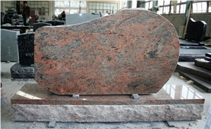Multicolor Red Polished American Boulder Tombstone & Monument