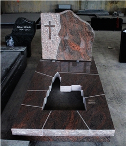 Multicolor Red Polished Cross European Style Tombstone & Monument