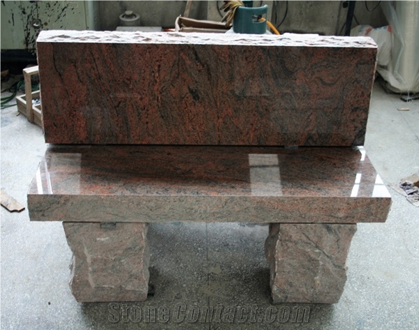 Multicolour Red Granite Monument & Tombstone Cemetery Bench