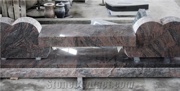 Paradiso Granite Double Hearts Bench Monument & Tombstone
